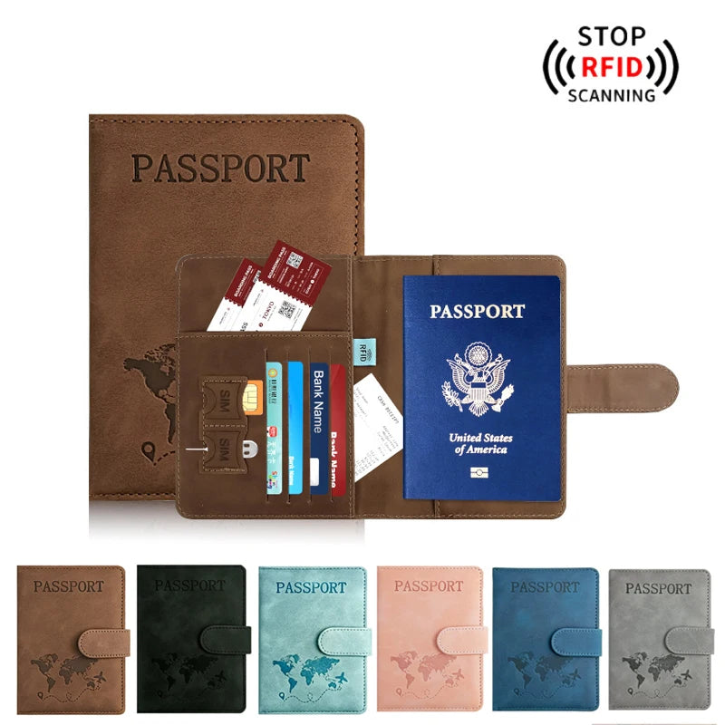 Women/Men Passport Holder for Travel Essentials PU Leather Passport Wallet Cover Case for Creditcard Organizer Bag