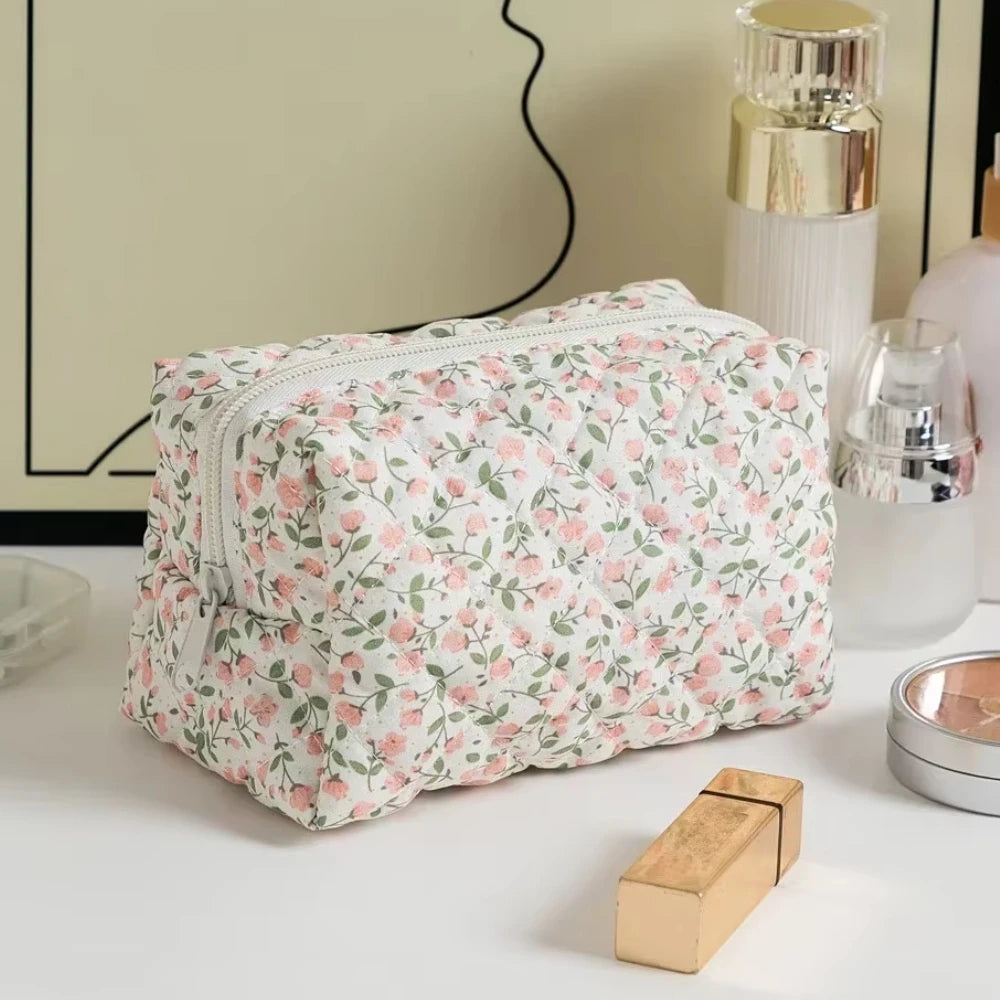 Trousse de rangement à imprimé floral pour rouge à lèvres, trousse à cosmétiques pour femmes, étui organisateur de produits de beauté, pochette de maquillage de voyage, organisateur de produits de toilette