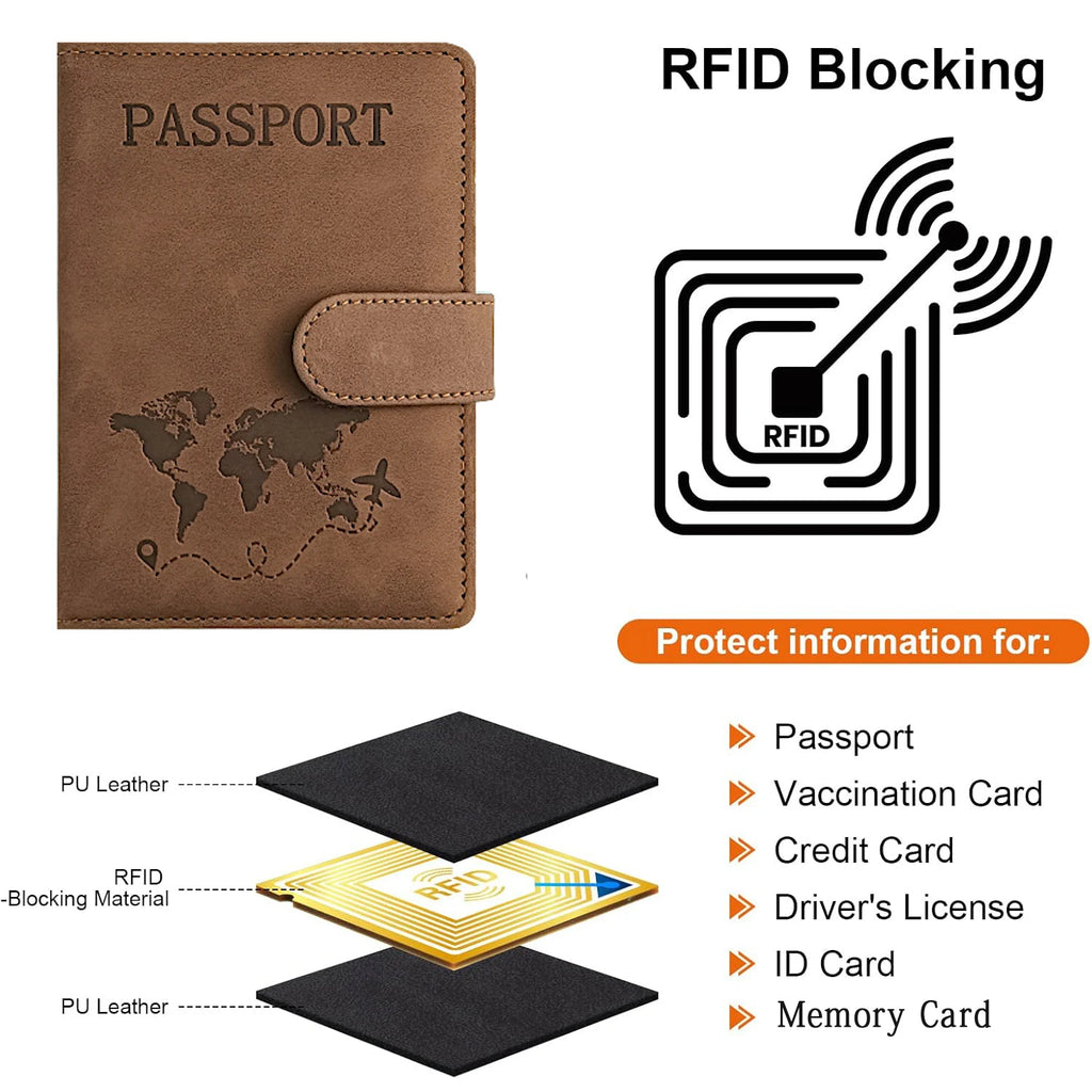 Porte-passeport pour femme et homme, accessoires indispensables de voyage, portefeuille passeport en similicuir, étui porte-cartes de crédit, sac organisateur