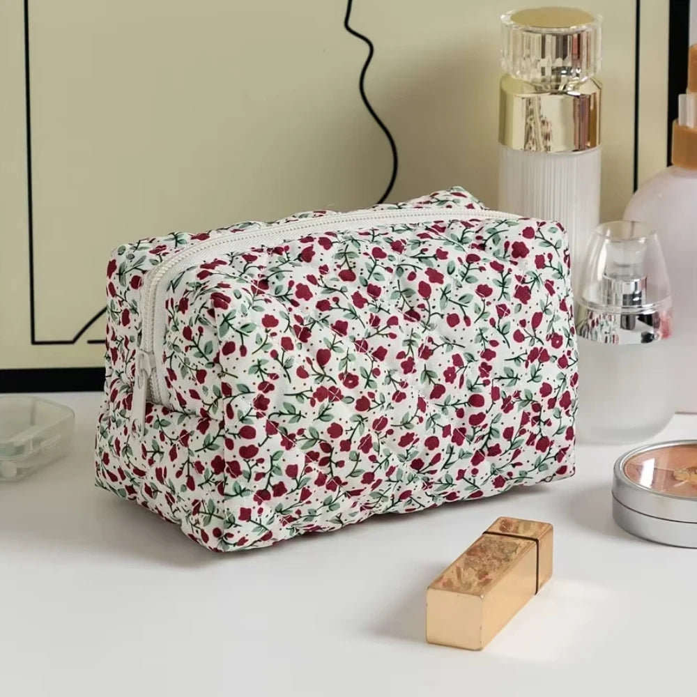 Trousse de rangement à imprimé floral pour rouge à lèvres, trousse à cosmétiques pour femmes, étui organisateur de produits de beauté, pochette de maquillage de voyage, organisateur de produits de toilette