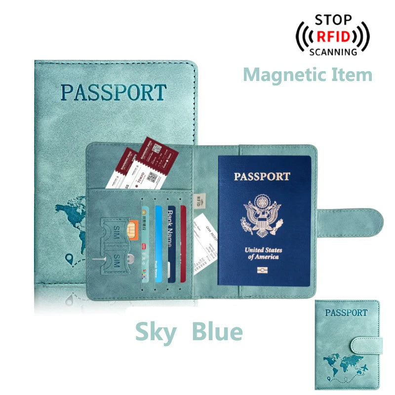 Women/Men Passport Holder for Travel Essentials PU Leather Passport Wallet Cover Case for Creditcard Organizer Bag