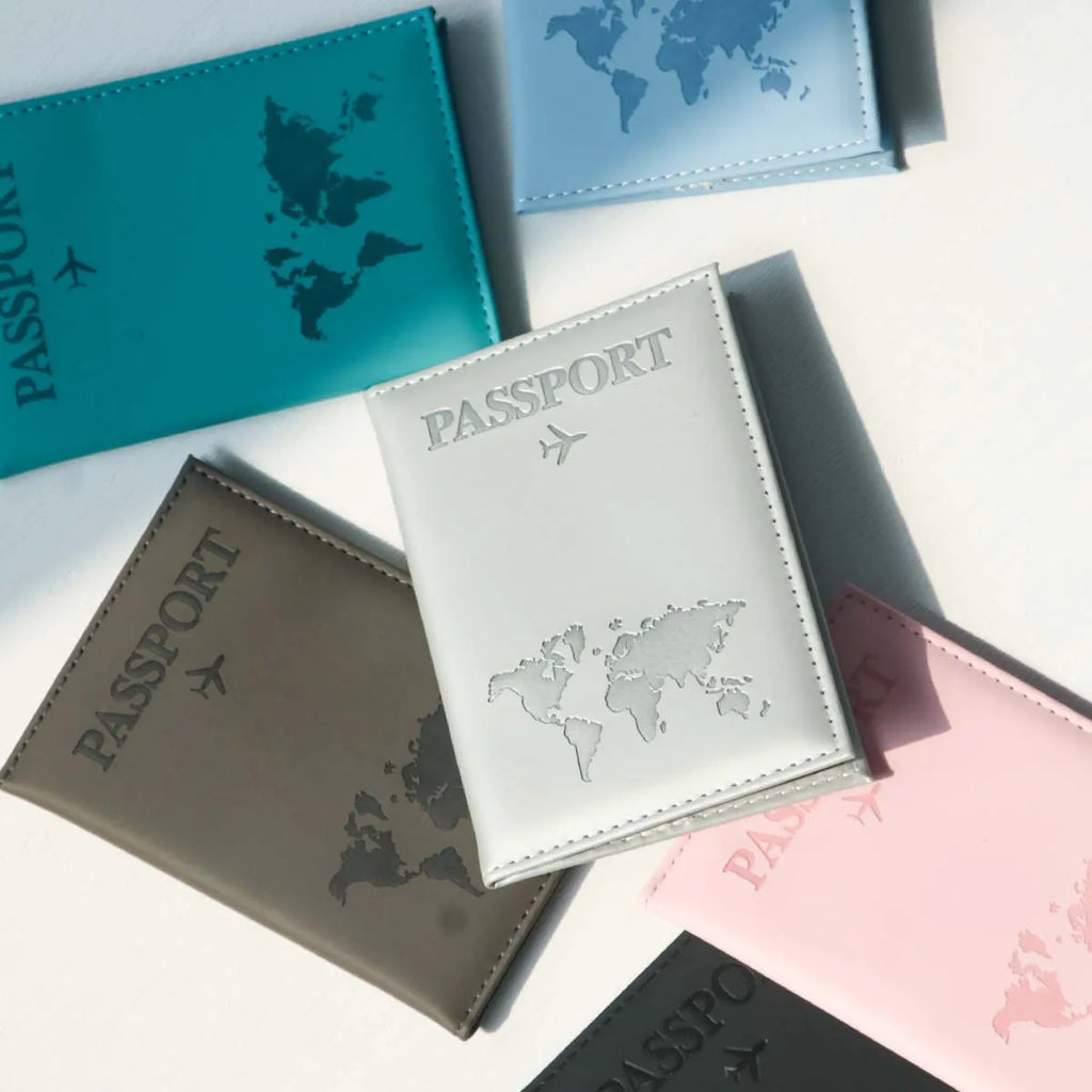 Porte-passeport avec motif cartographique en PU, étui passeport indispensable pour les voyages et les croisières, porte-passeport fin et portable