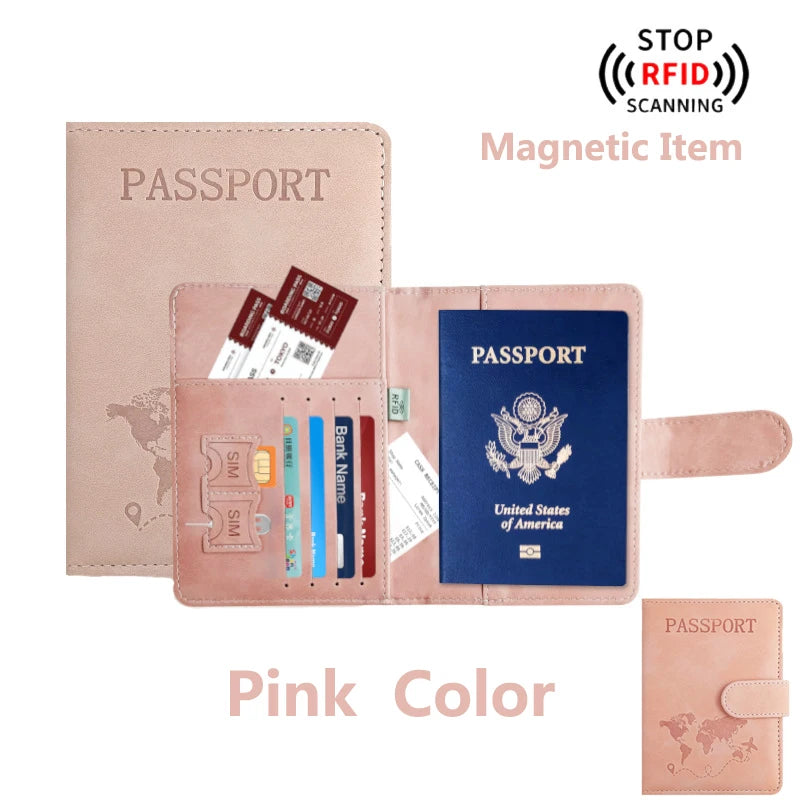Women/Men Passport Holder for Travel Essentials PU Leather Passport Wallet Cover Case for Creditcard Organizer Bag