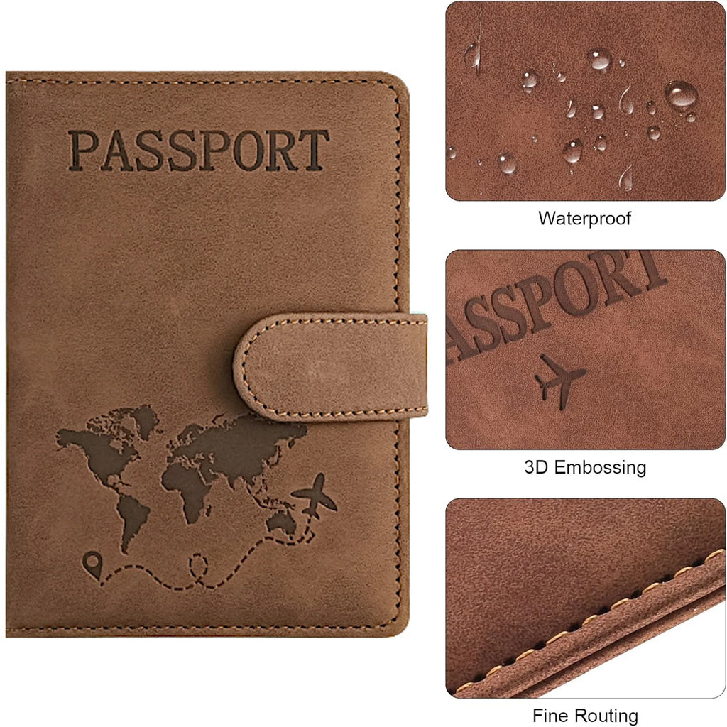 Porte-passeport pour femme et homme, accessoires indispensables de voyage, portefeuille passeport en similicuir, étui porte-cartes de crédit, sac organisateur