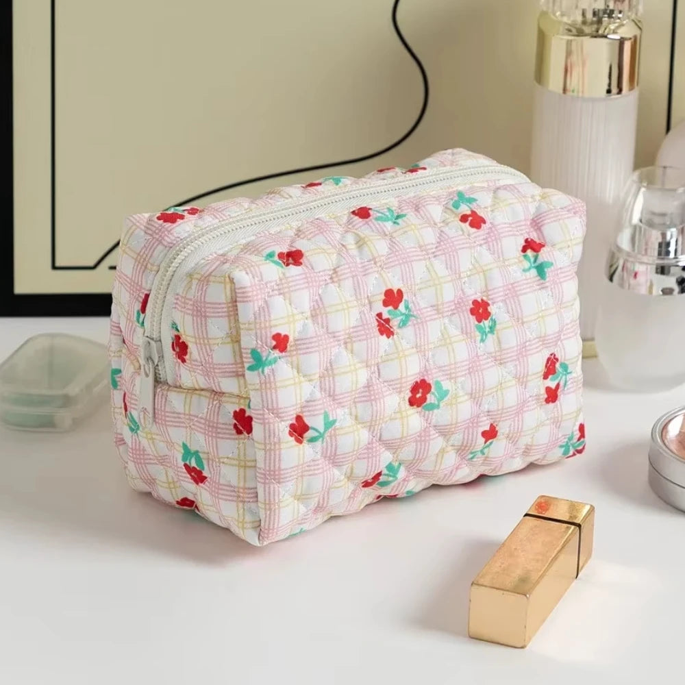 Trousse de rangement à imprimé floral pour rouge à lèvres, trousse à cosmétiques pour femmes, étui organisateur de produits de beauté, pochette de maquillage de voyage, organisateur de produits de toilette