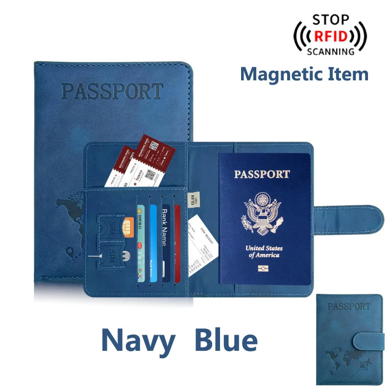 Porte-passeport pour femme et homme, accessoires indispensables de voyage, portefeuille passeport en similicuir, étui porte-cartes de crédit, sac organisateur