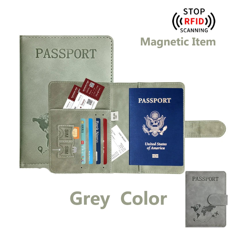 Women/Men Passport Holder for Travel Essentials PU Leather Passport Wallet Cover Case for Creditcard Organizer Bag