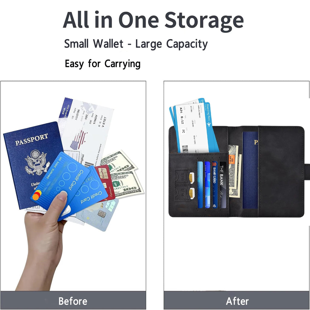 Porte-passeport pour femme et homme, accessoires indispensables de voyage, portefeuille passeport en similicuir, étui porte-cartes de crédit, sac organisateur