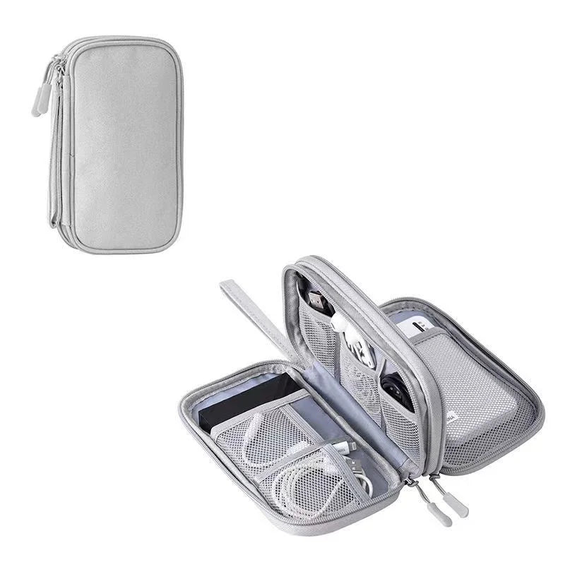 Data Cable Storage Bag Waterproof Travel Organizer Bag Portable Carry Case Double Layers Storage Bag for Cable Cord USB Charger