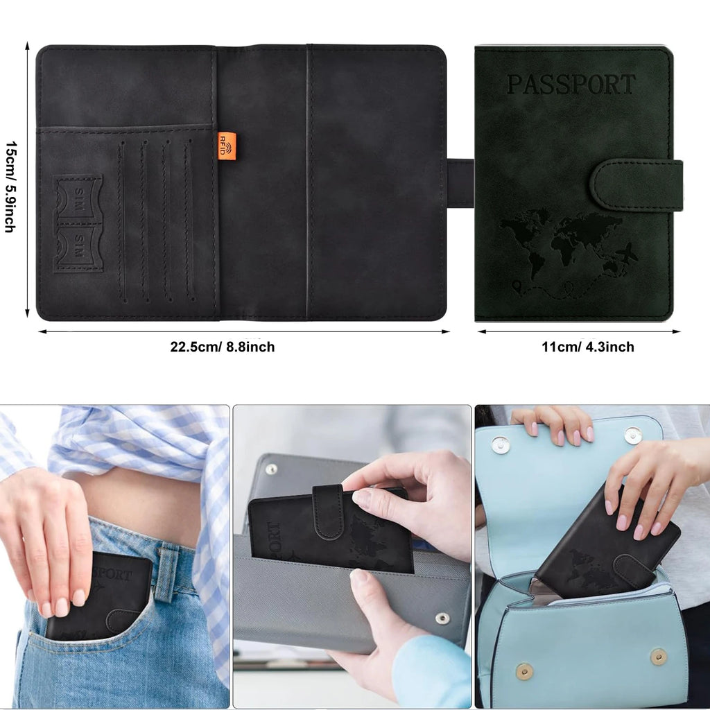 Porte-passeport pour femme et homme, accessoires indispensables de voyage, portefeuille passeport en similicuir, étui porte-cartes de crédit, sac organisateur