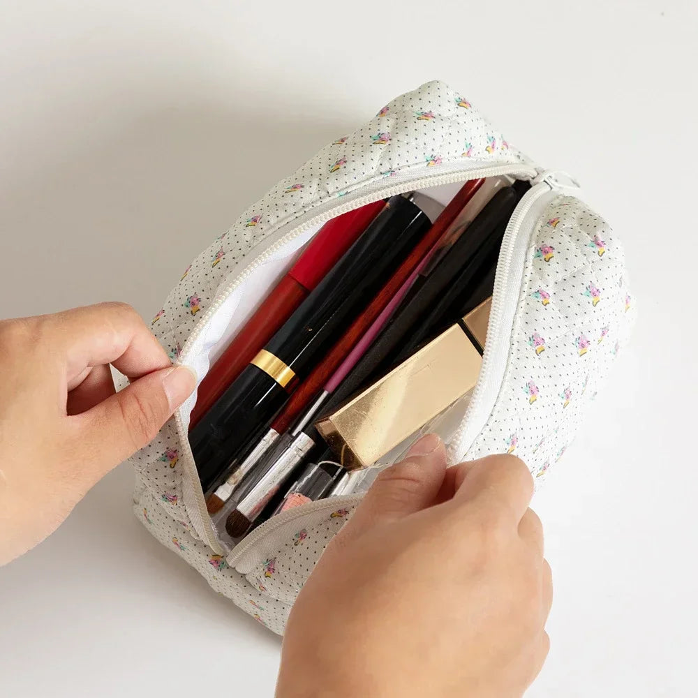 Trousse de rangement à imprimé floral pour rouge à lèvres, trousse à cosmétiques pour femmes, étui organisateur de produits de beauté, pochette de maquillage de voyage, organisateur de produits de toilette