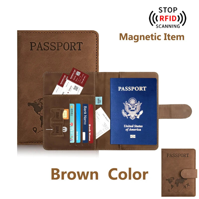 Women/Men Passport Holder for Travel Essentials PU Leather Passport Wallet Cover Case for Creditcard Organizer Bag