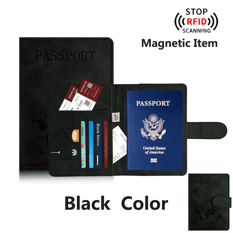 Women/Men Passport Holder for Travel Essentials PU Leather Passport Wallet Cover Case for Creditcard Organizer Bag